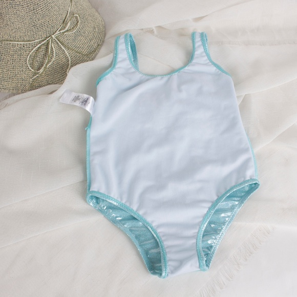 NEW blue unicorn sequins kids swimsuit - Picture 3 of 4